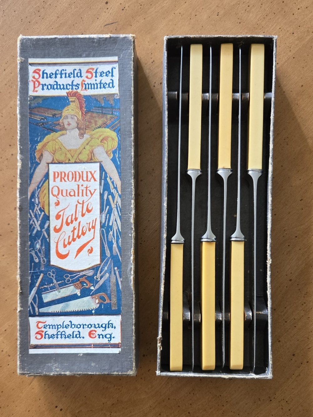 Antique Sheffield Stainless Steel Produx Table Cutlery set of 6 Knives
